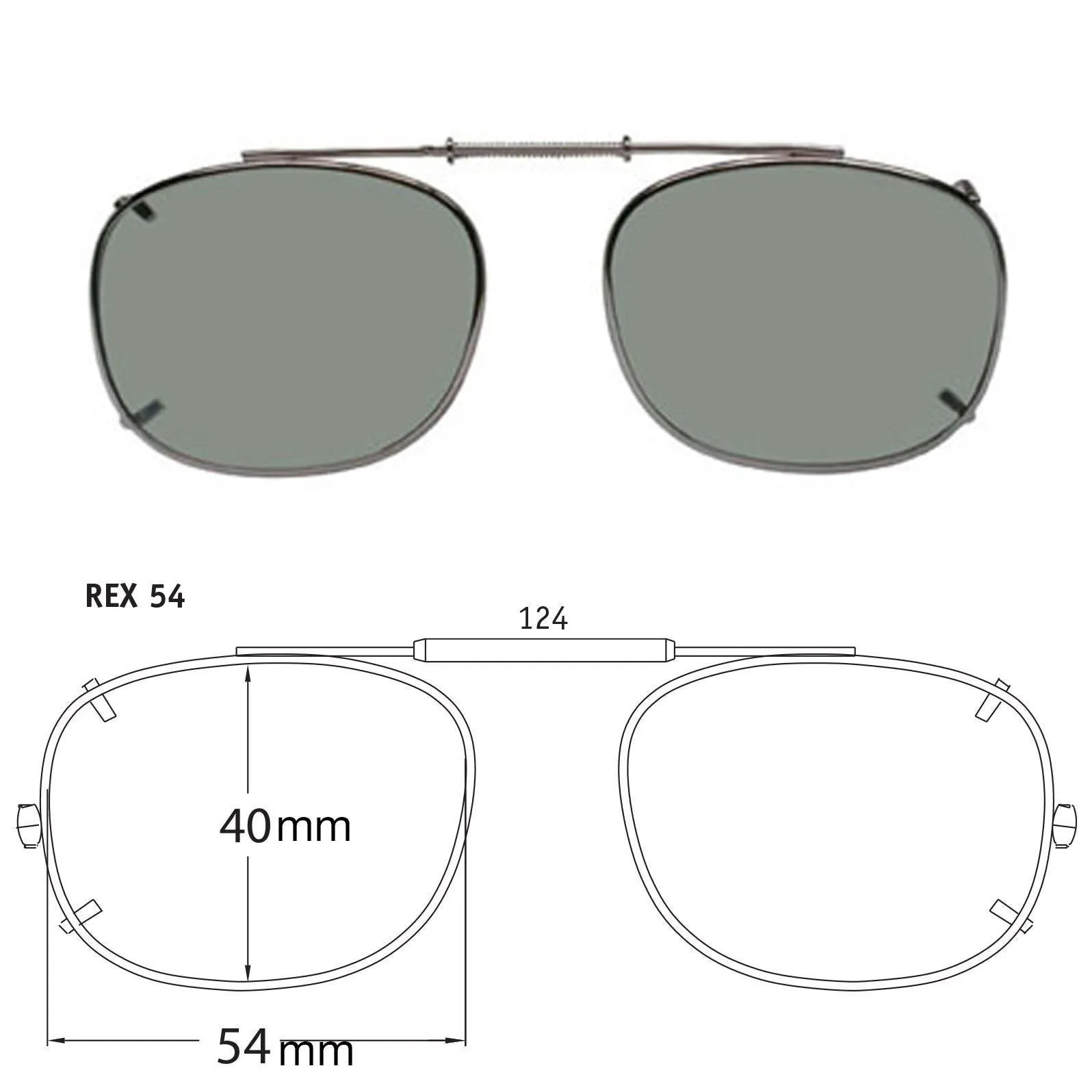 Rectangle Style, Polarized Clip-On Sunglasses
