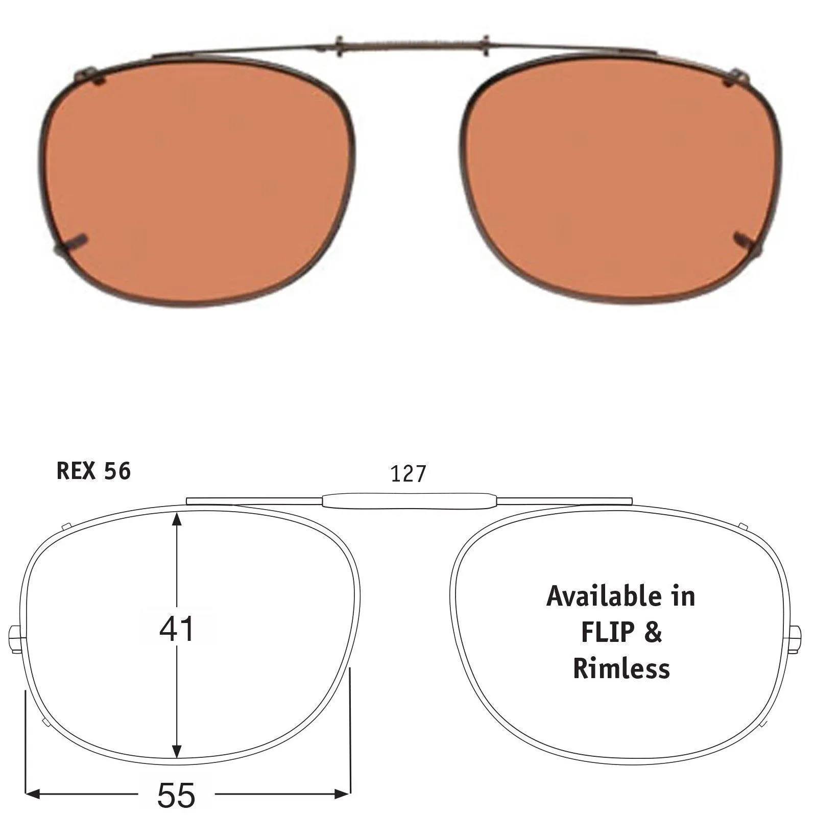 Rectangle Style, Polarized Clip-On Sunglasses