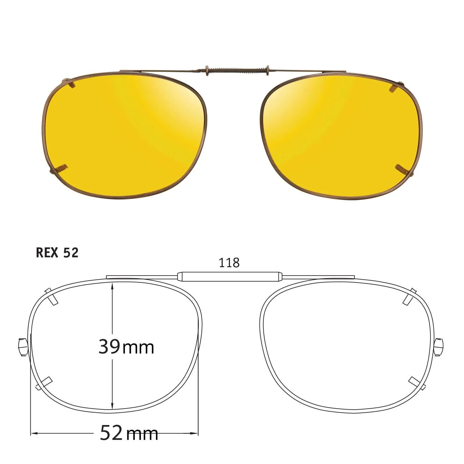 Rectangle Style, Polarized Clip-On Sunglasses