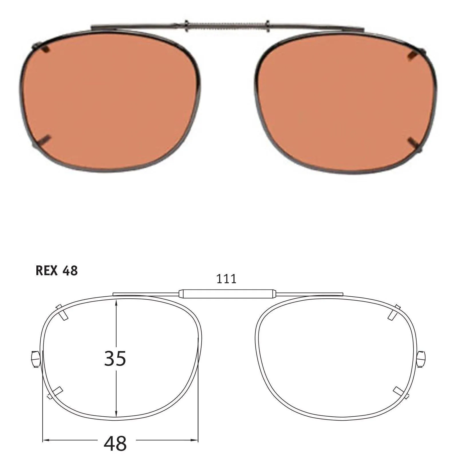 Rectangle Style, Polarized Clip-On Sunglasses