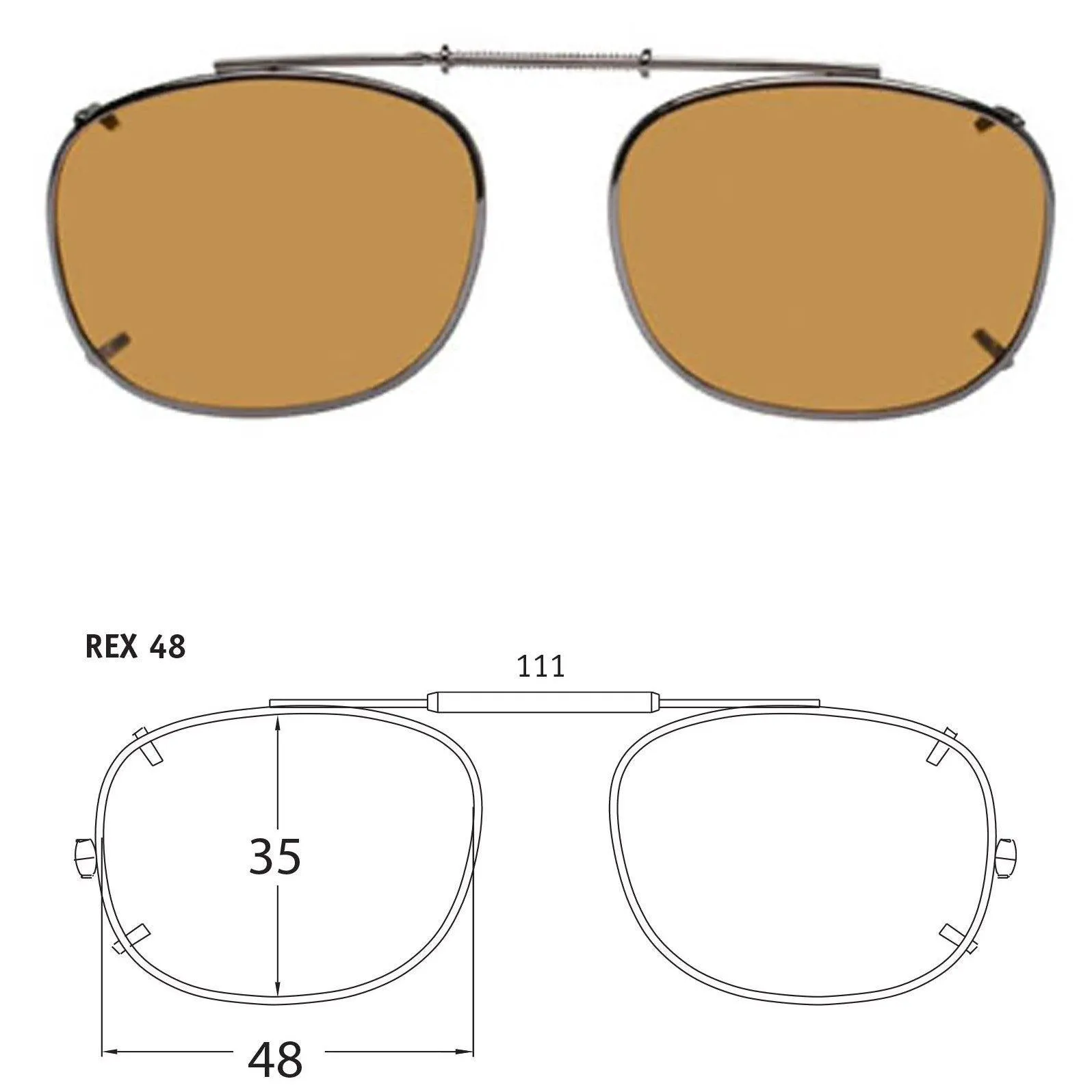 Rectangle Style, Polarized Clip-On Sunglasses