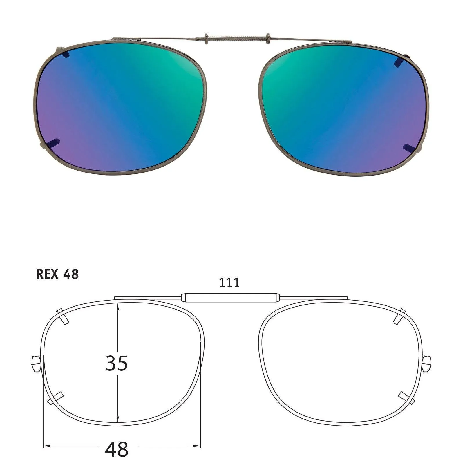 Rectangle Style, Polarized Clip-On Sunglasses