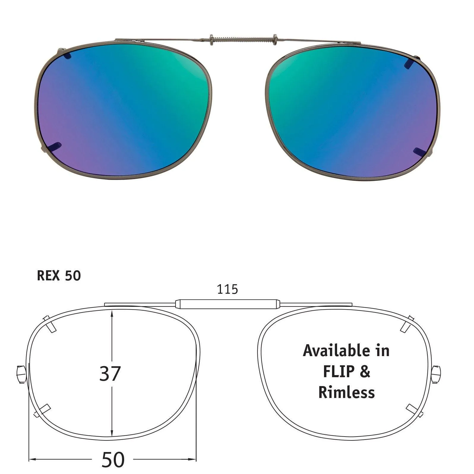 Rectangle Style, Polarized Clip-On Sunglasses