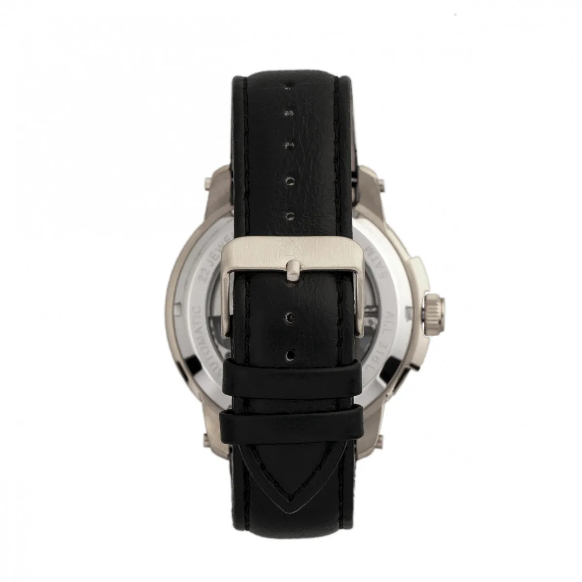 Reign Matheson Automatic Skeleton Dial Leather-Band Watch - Black