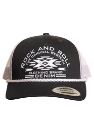 ROCK & ROLL DENIM BLACK TRUCKER HAT