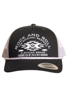 ROCK & ROLL DENIM BLACK TRUCKER HAT