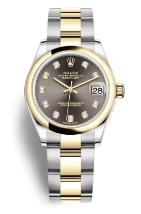 Rolex Datejust 31 Dark Grey Diamond Dial Steel and 18kt Yellow Gold Oyster Watch 278243GYDO