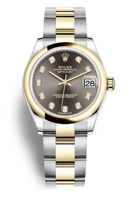 Rolex Datejust 31 Dark Grey Diamond Dial Steel and 18kt Yellow Gold Oyster Watch 278243GYDO