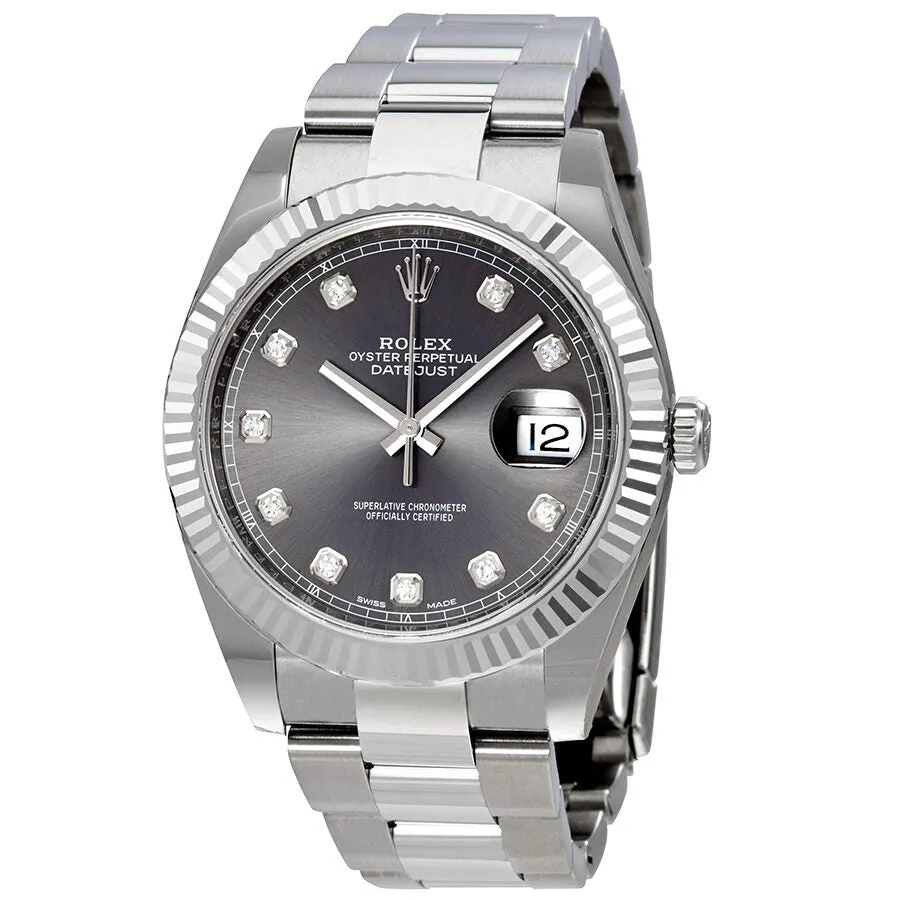 Rolex Datejust 41 Rhodium Diamond Dial Automatic Men's Watch 126334RDO