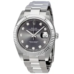 Rolex Datejust 41 Rhodium Diamond Dial Automatic Men's Watch 126334RDO