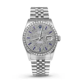 Rolex Datejust Diamond Bezel Watch 36mm Blue Dial | 3.65ct