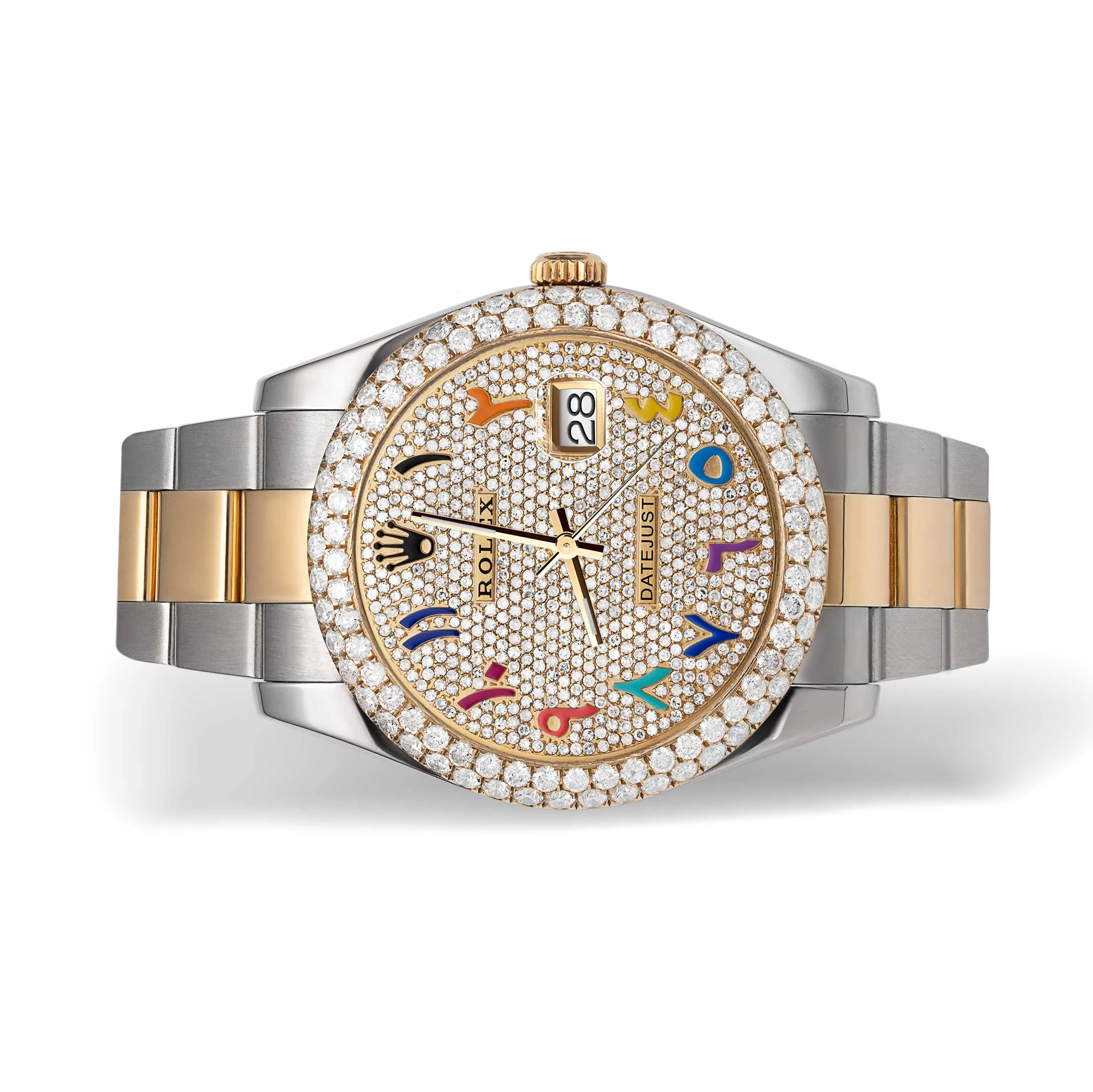 Rolex Datejust Diamond Bezel Watch 41mm Rainbow Arabic Numeral Dial | 7.50ct