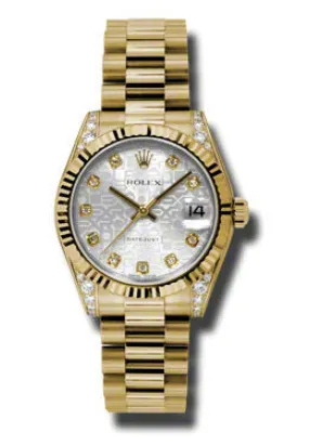 Rolex Datejust Lady 31 Silver Dial 18K Yellow Gold President Automatic Ladies Watch 178238SJDP