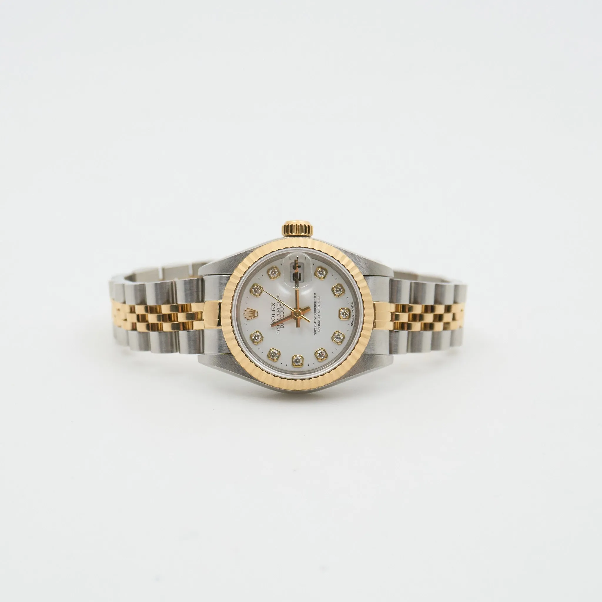 Rolex Ladies DateJust 18ct Yellow Gold & Steel White Diamond Dial