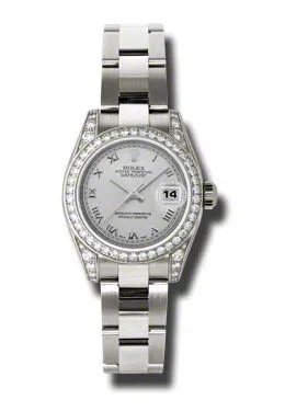 Rolex Lady Datejust 26 Silver Dial 18K White Gold Oyster Bracelet Automatic Watch 179159SRO
