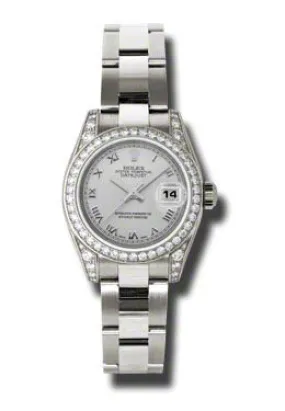 Rolex Lady Datejust 26 Silver Dial 18K White Gold Oyster Bracelet Automatic Watch 179159SRO