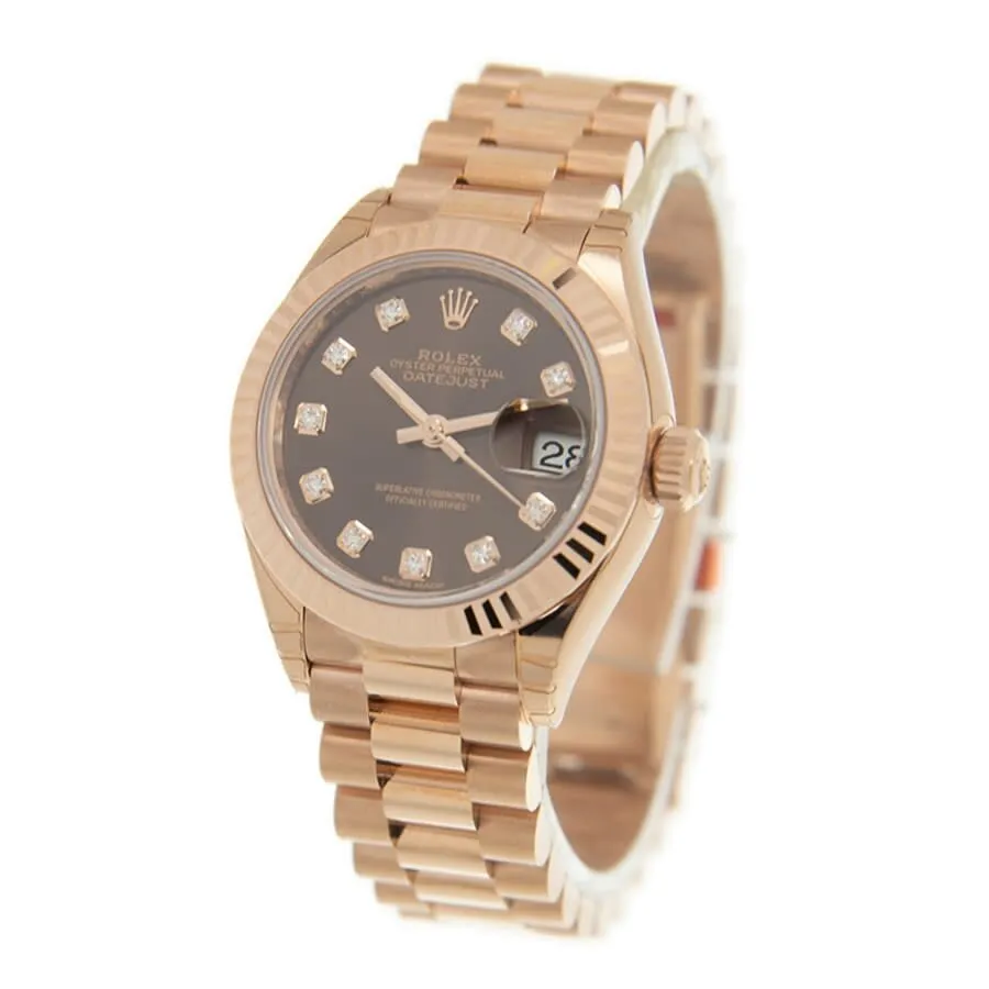 Rolex Lady Datejust Chocolate Diamond Dial Automatic 18 Carat Rose Gold President Watch 279175CHDP