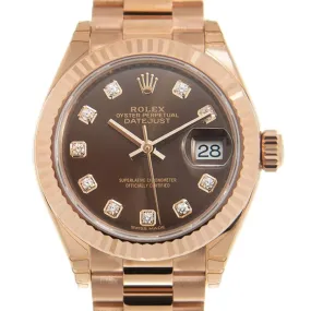 Rolex Lady Datejust Chocolate Diamond Dial Automatic 18 Carat Rose Gold President Watch 279175CHDP