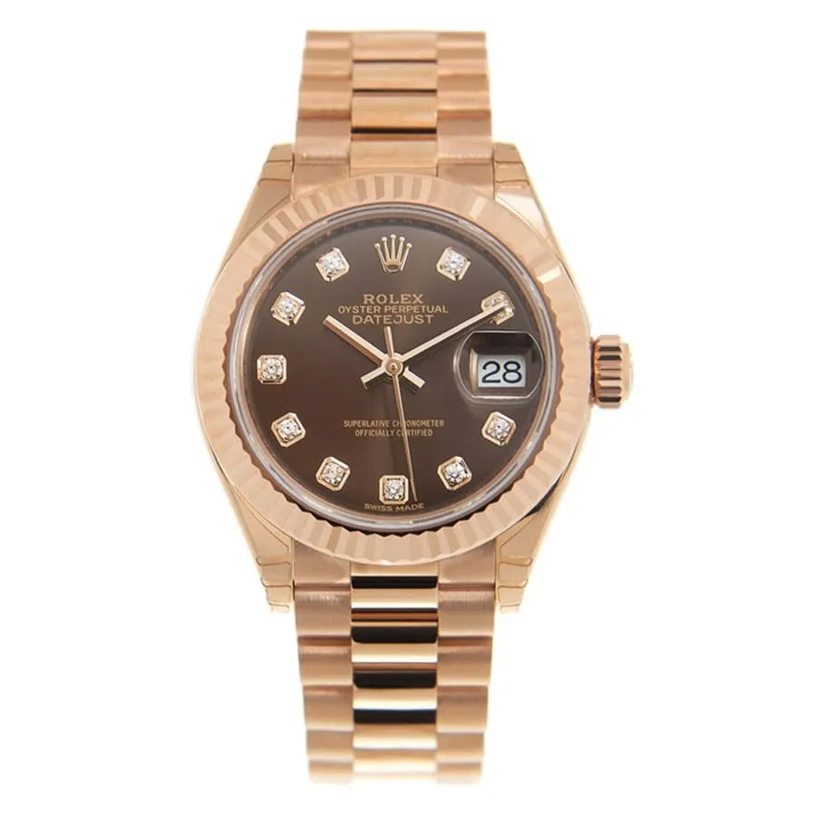 Rolex Lady Datejust Chocolate Diamond Dial Automatic 18 Carat Rose Gold President Watch 279175CHDP