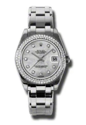 Rolex Lady-Datejust Pearlmaster Mother Of Pearl Diamond Dial 18K White Gold Automatic Ladies Watch 81339MDPM