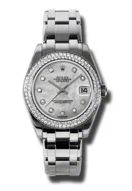 Rolex Lady-Datejust Pearlmaster Mother Of Pearl Diamond Dial 18K White Gold Automatic Ladies Watch 81339MDPM