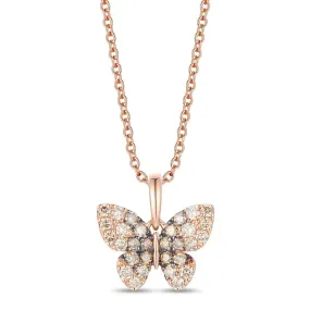 Rose Gold Chocolate Ombre Diamond Butterfly Pendant