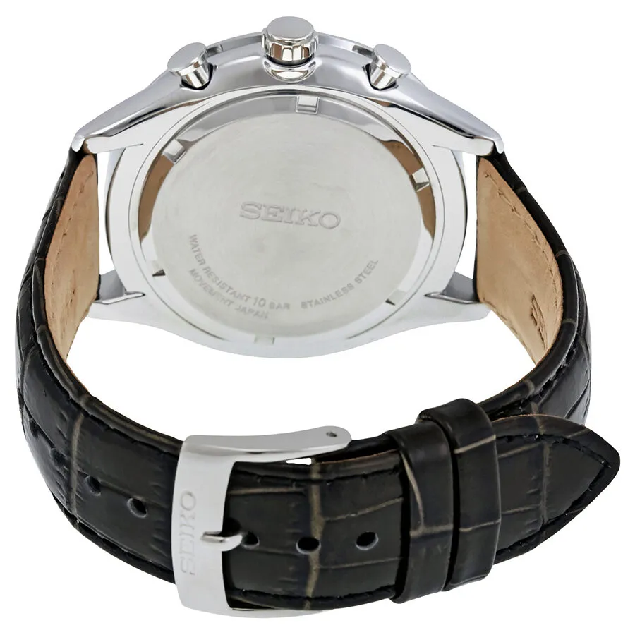 Seiko Chronograph Black Dial Black Leather Men's Watch SPC083P2