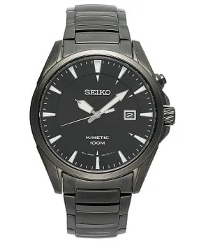 Seiko Kinetic Black Dial Black Stianless Steel Men's Watch SKA567