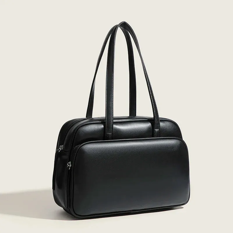 Solid Color Large Capacity Handbags Women High Quality Underarm Bag Casual Luxury Designer New Business Shoulder Bag Leather
