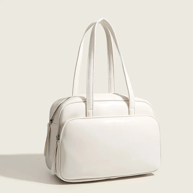 Solid Color Large Capacity Handbags Women High Quality Underarm Bag Casual Luxury Designer New Business Shoulder Bag Leather