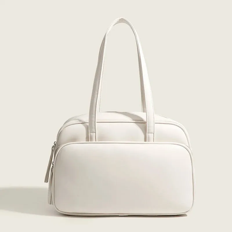 Solid Color Large Capacity Handbags Women High Quality Underarm Bag Casual Luxury Designer New Business Shoulder Bag Leather