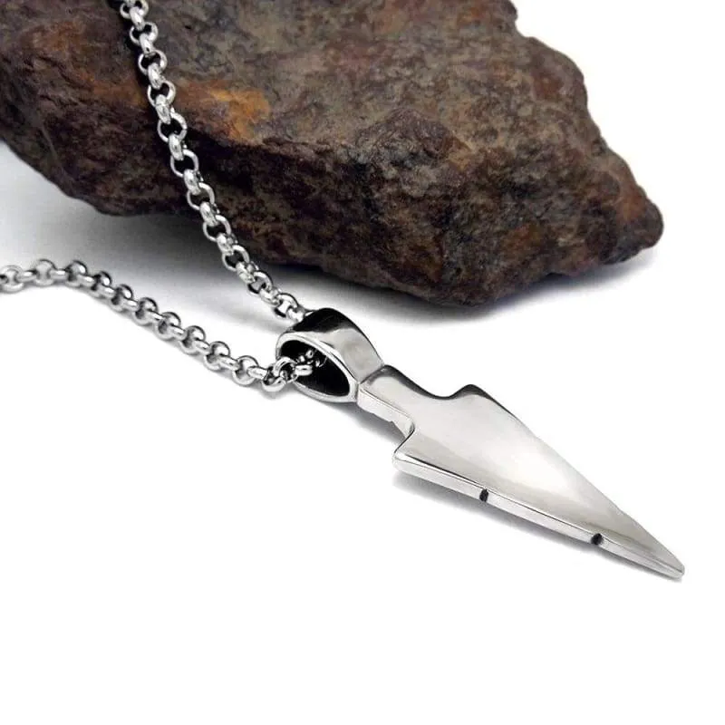 Stainless Steel Arrow Head Arrow Pendant Necklace 60CM SS Chain