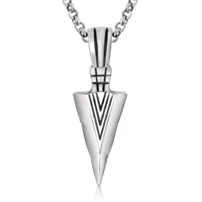 Stainless Steel Arrow Head Arrow Pendant Necklace 60CM SS Chain