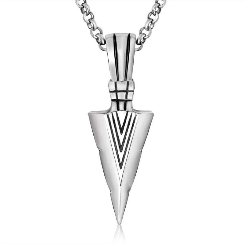 Stainless Steel Arrow Head Arrow Pendant Necklace 60CM SS Chain