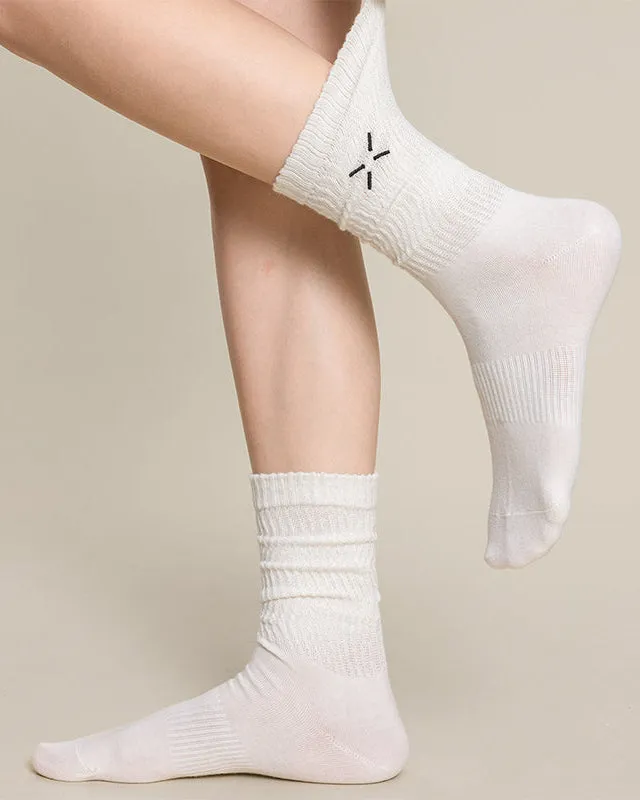 Sweetnana 2-Pack Cozy Cotton Crew Socks for Women, Featuring Soft Casual Socks with Cute Embroidery Design for a Comfortable and Stylish Daily Look