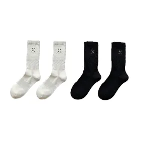 Sweetnana 2-Pack Cozy Cotton Crew Socks for Women, Featuring Soft Casual Socks with Cute Embroidery Design for a Comfortable and Stylish Daily Look