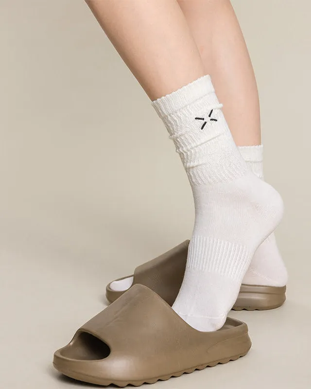 Sweetnana 2-Pack Cozy Cotton Crew Socks for Women, Featuring Soft Casual Socks with Cute Embroidery Design for a Comfortable and Stylish Daily Look