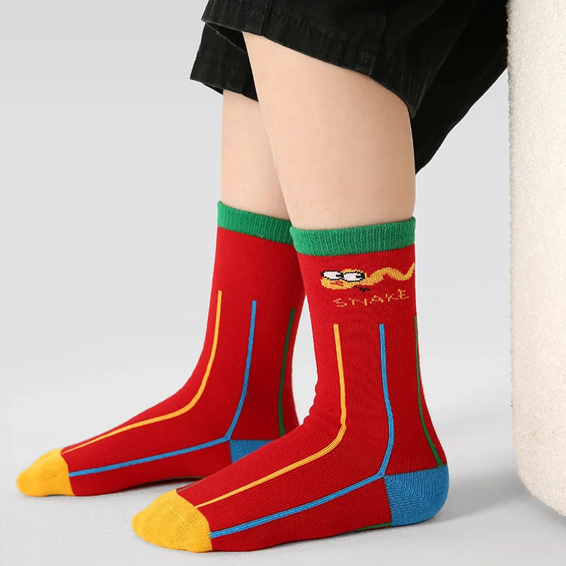 Sweetnana 4-Pack Children's New Year Socks Cotton Crew Socks Chinese Natal Year Red Cotton Socks Set