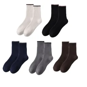 Sweetnana Men's Soft Warm Socks for Autumn/Winter Casual Crew Cotton Socks Simple Style Multicolor Available
