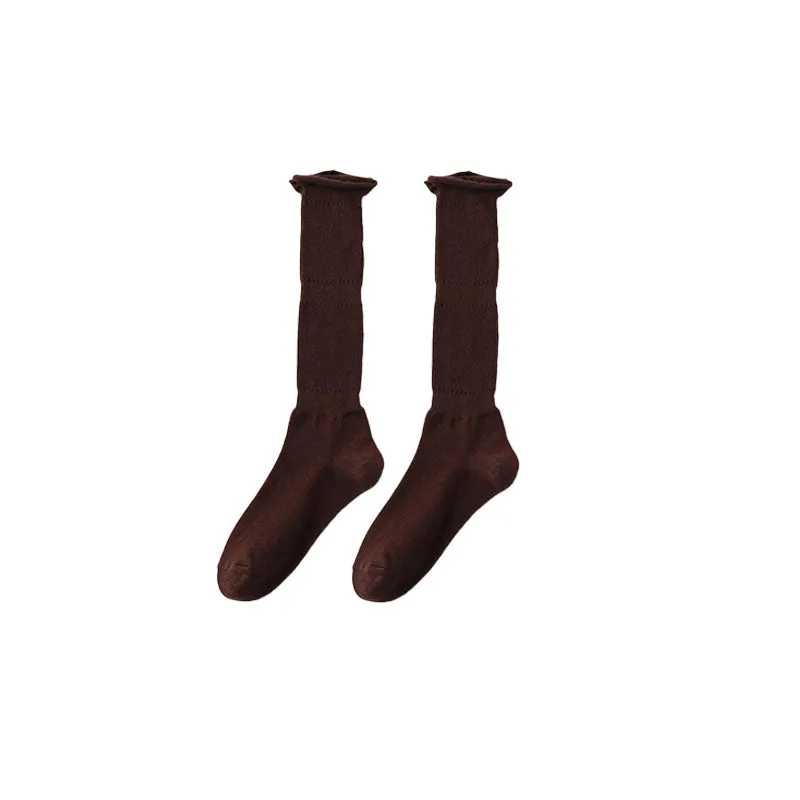 Sweetnana Women's Solid Color Knee High Socks with Rolled Edge Socks Cotton Socks Cozy Seamless Socks