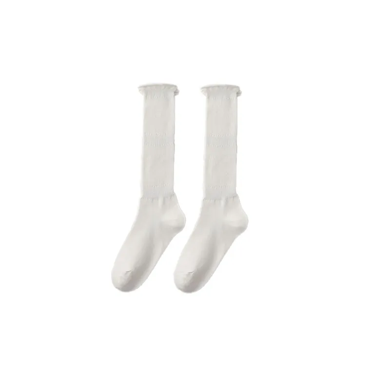 Sweetnana Women's Solid Color Knee High Socks with Rolled Edge Socks Cotton Socks Cozy Seamless Socks