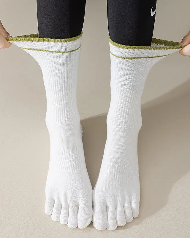 Sweetnana Women's Toe Socks Cotton Athletic Yoga Socks, Five Finger Crew Socks Toe Separated Socks.