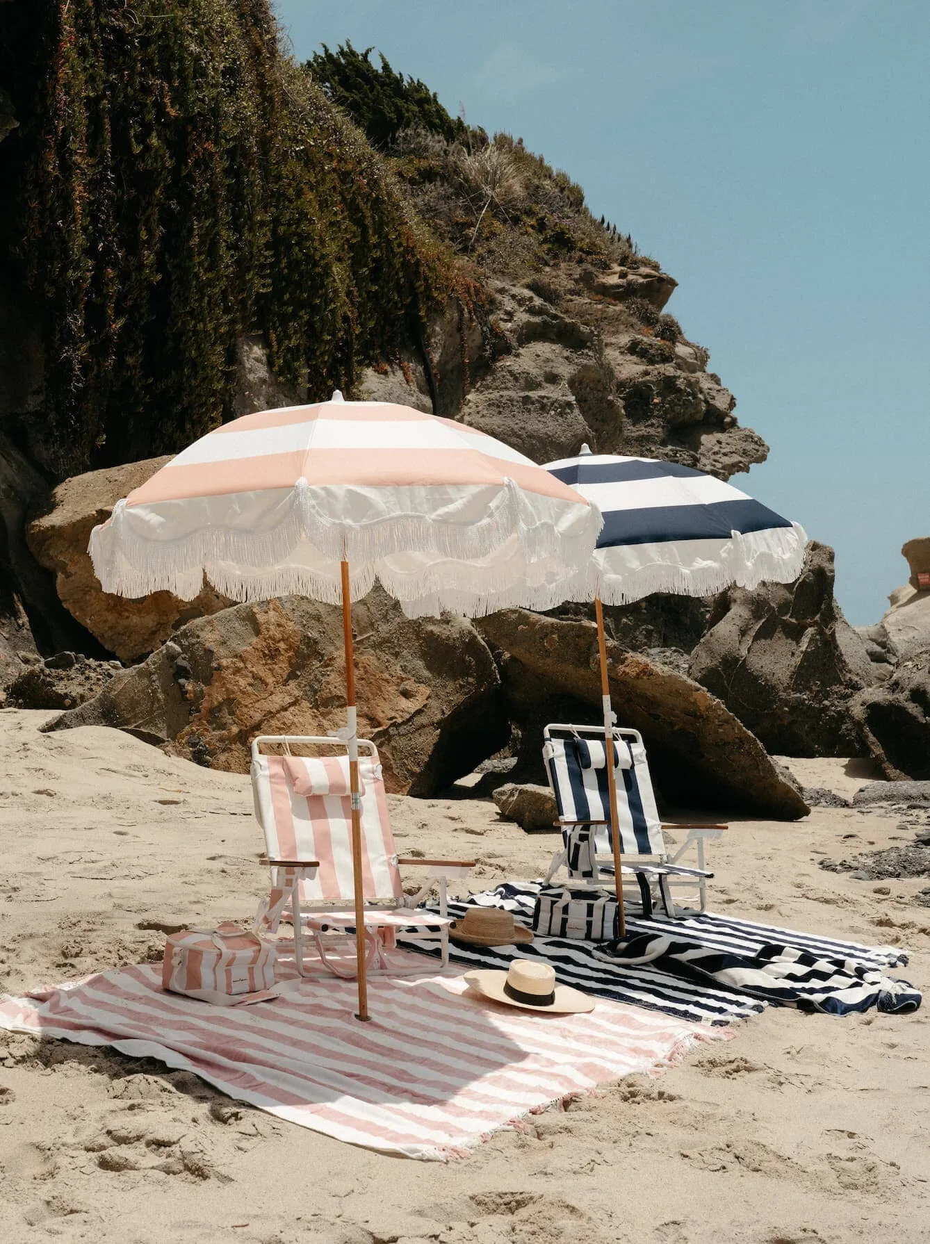 The Holiday Beach Umbrella - Pink Capri Stripe