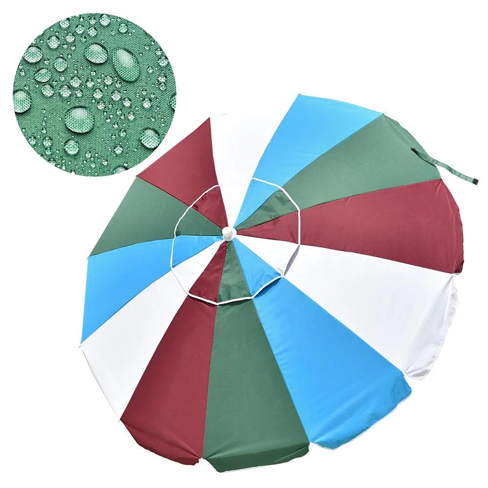 TheLAShop 6ft Tilt Beach Umbrella with Anchor 12-Rib Rainbow