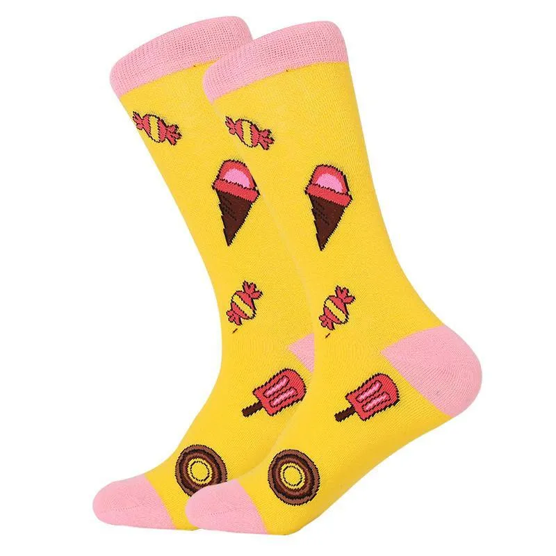 Unisex Crew Cartoon Cotton Socks Happy Funny Socks Fruits and Cute Animals