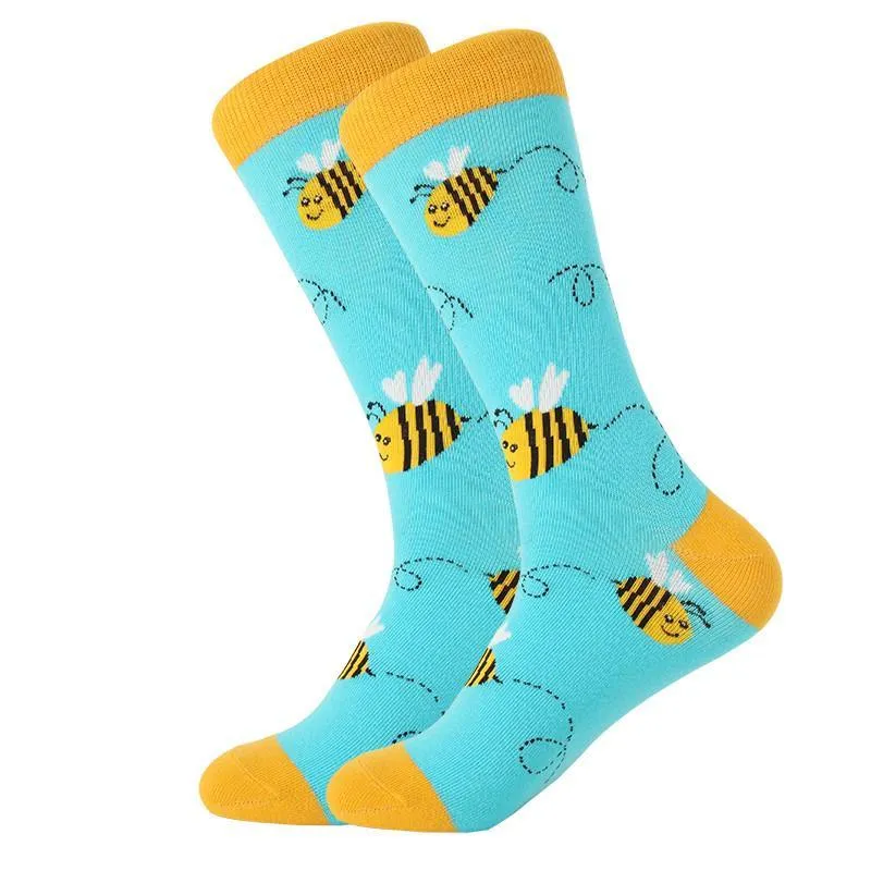 Unisex Crew Cartoon Cotton Socks Happy Funny Socks Fruits and Cute Animals
