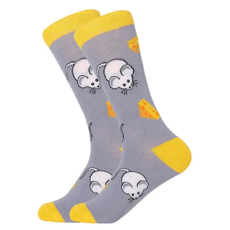 Unisex Crew Cartoon Cotton Socks Happy Funny Socks Fruits and Cute Animals