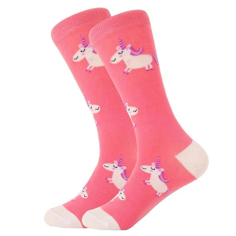 Unisex Crew Cartoon Cotton Socks Happy Funny Socks Fruits and Cute Animals
