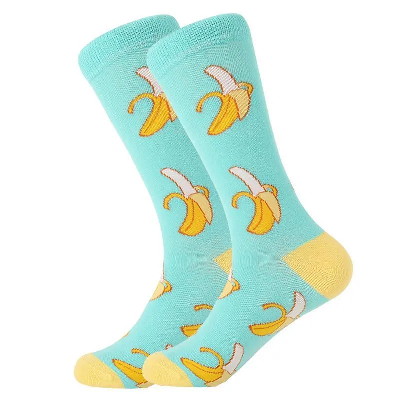 Unisex Crew Cartoon Cotton Socks Happy Funny Socks Fruits and Cute Animals