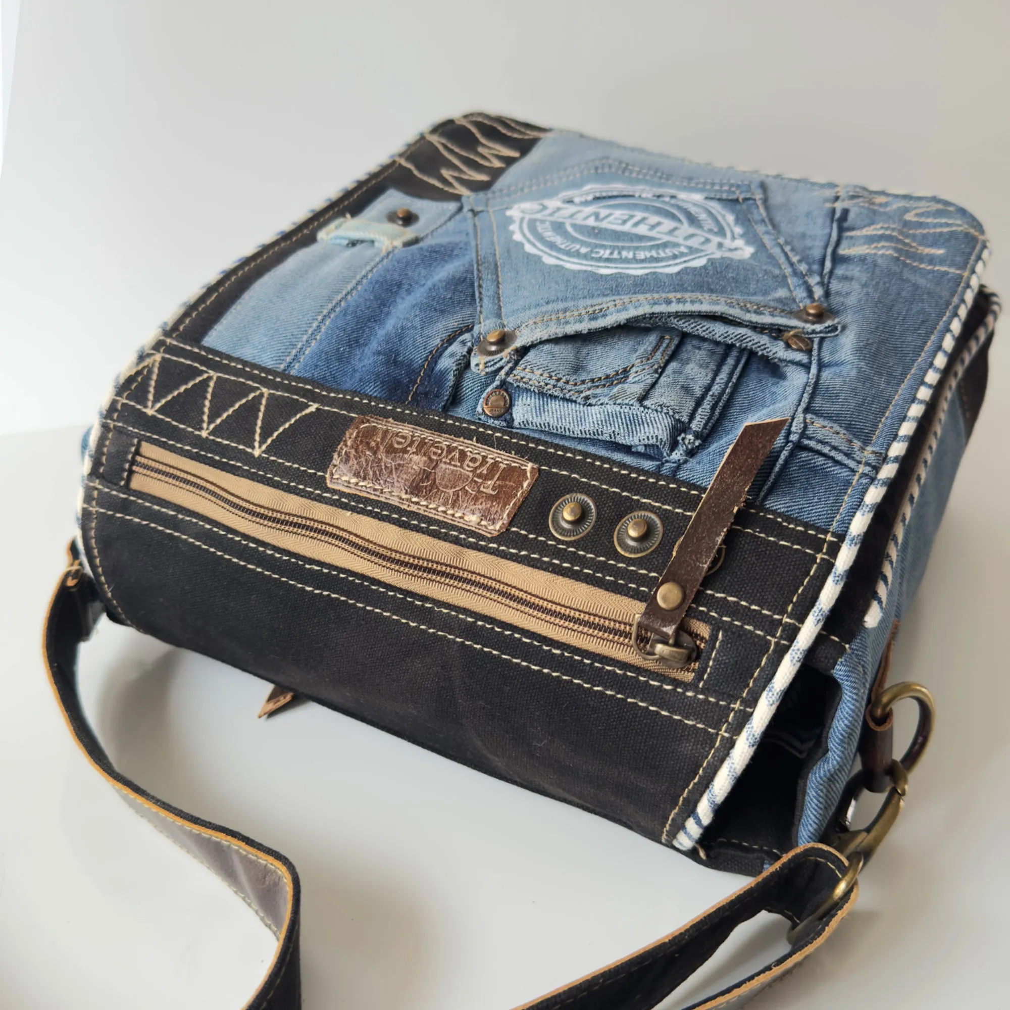 Urban Style Upcycled Denim Crossbody Bag